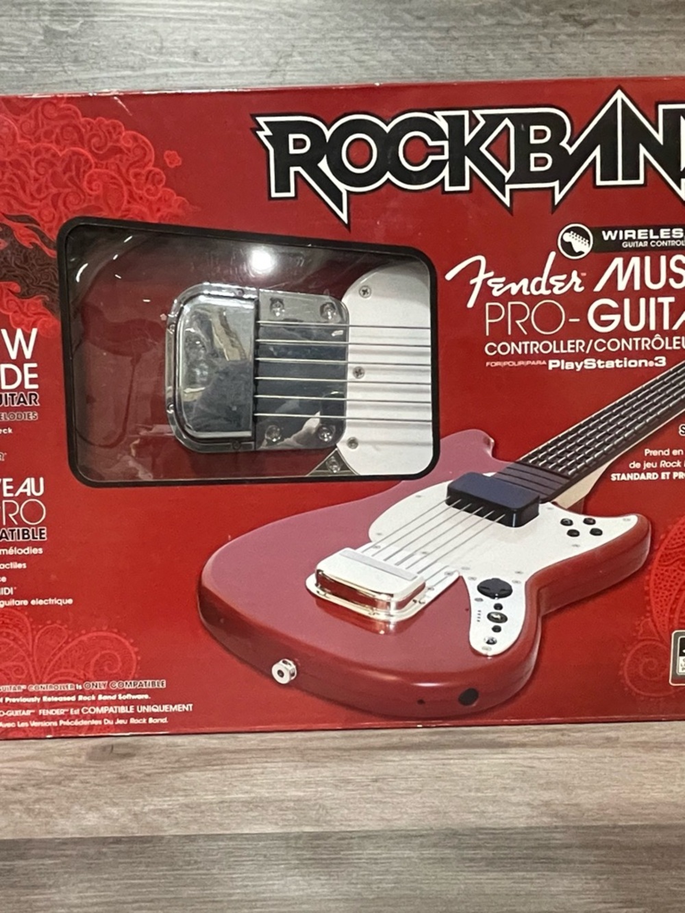 Rock band 3 Fender Mustang Pro-Guitar Controller in Red with White Pickguard PS3